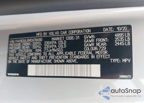 2021 Volvo Xc40 T5 Inscription z USA, uszkodzony, nr VIN YV4162UL6M2476490